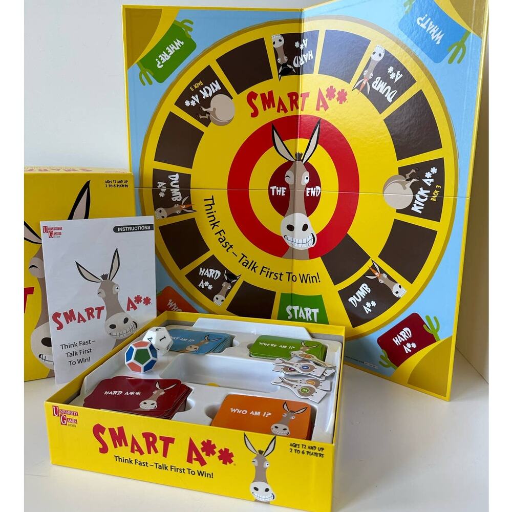 Smart Ass Board Game, Think Fast Talk First to Win, University Games Family game